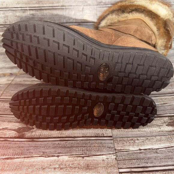 Stuart Weitzman Slip On Cap Toe Fox Fur Trim Suede Boots Size 7 Color Brown NEW - Picture 6 of 8